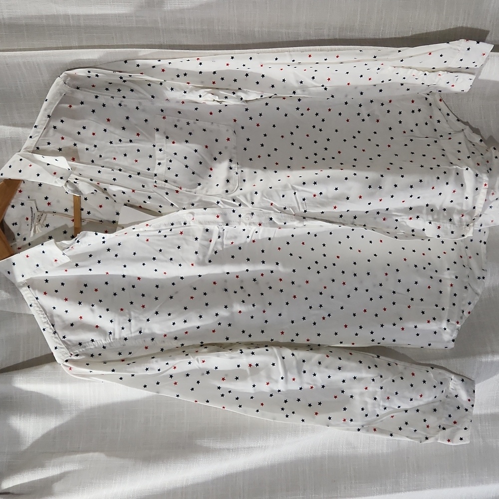 Patriotic Button Down Blouse S NWT